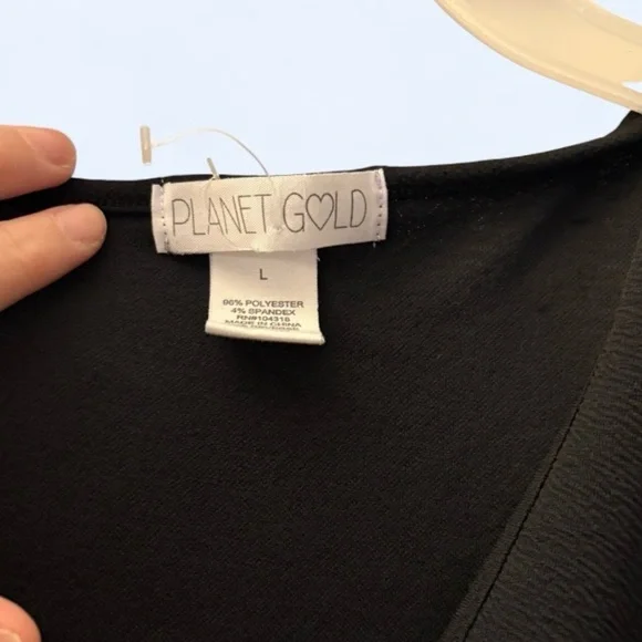 Planet Gold Black Wrap Front Sleeveless Dress Size Large - Picture 4 of 4